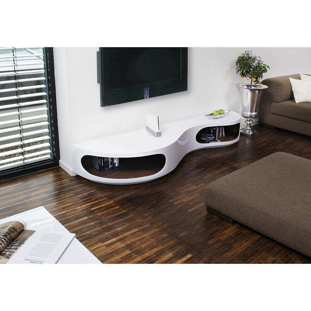 Lowboard 200x50x30 cm weiß/Walnuss - HomeDesign Knaus