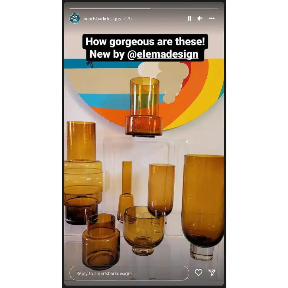 LUXURIÖSE 9-mm-Glasvase, Bernsteinfarbe: TYLER 25 im Retro-Stil - HomeDesign Knaus