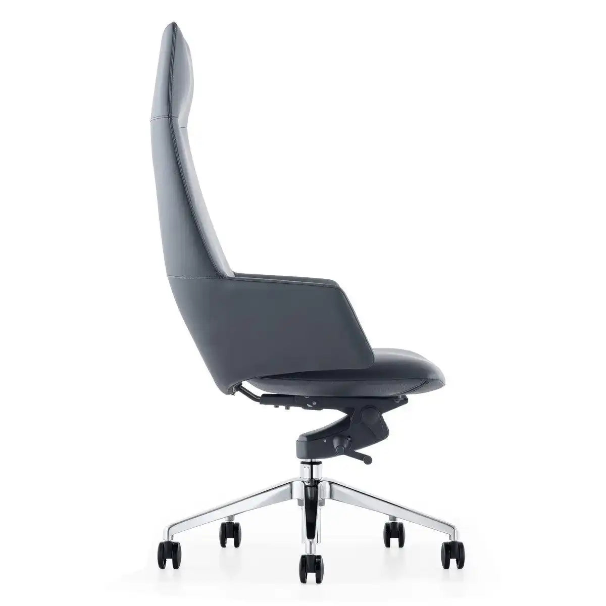 Luxuriöser Designer-Bürostuhl mit Echtleder und Aluminium - HomeDesign Knaus