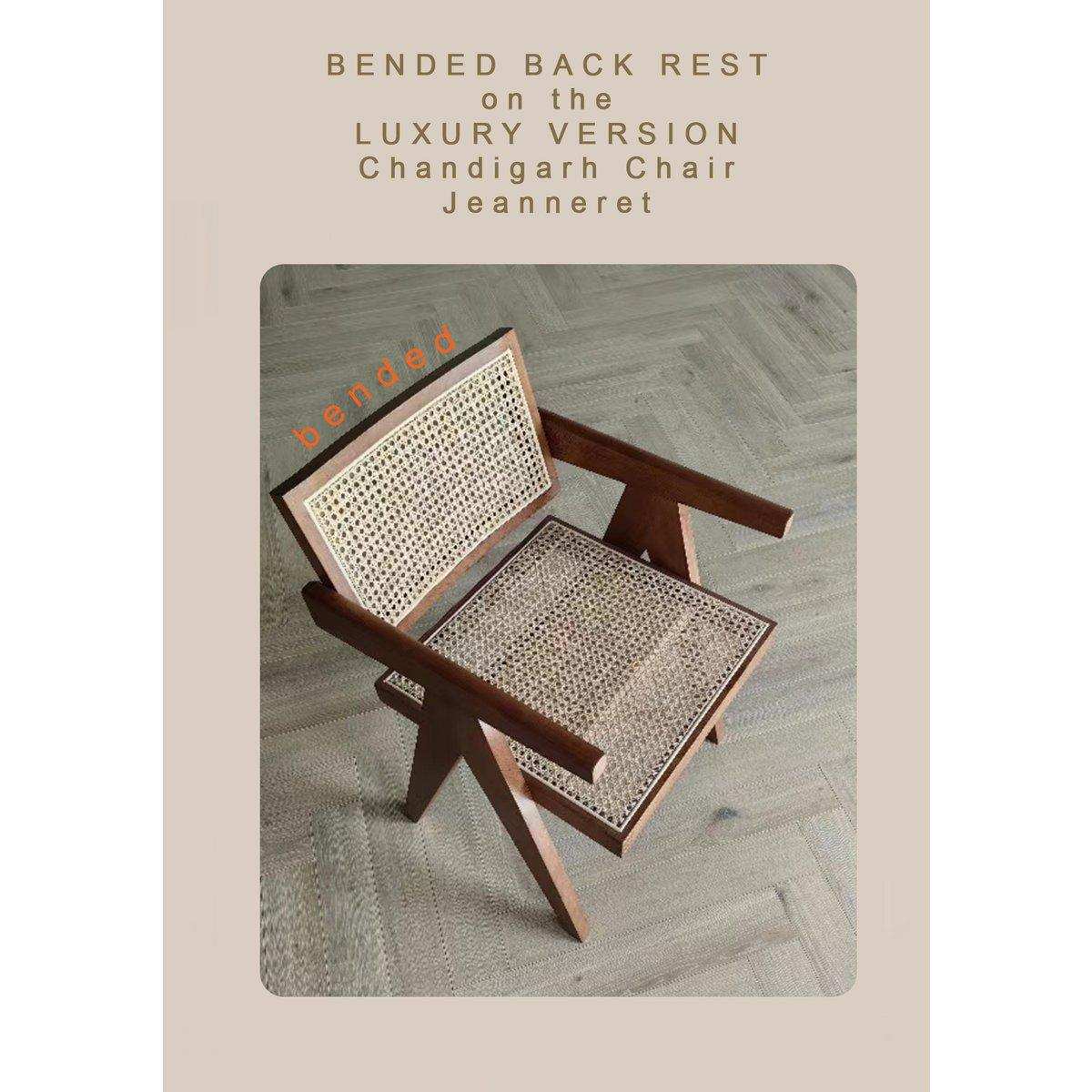 Luxuriöser Designstuhl Pierre Jeanneret in Walnussfarbe + Rattan, Top-Qualität - HomeDesign Knaus