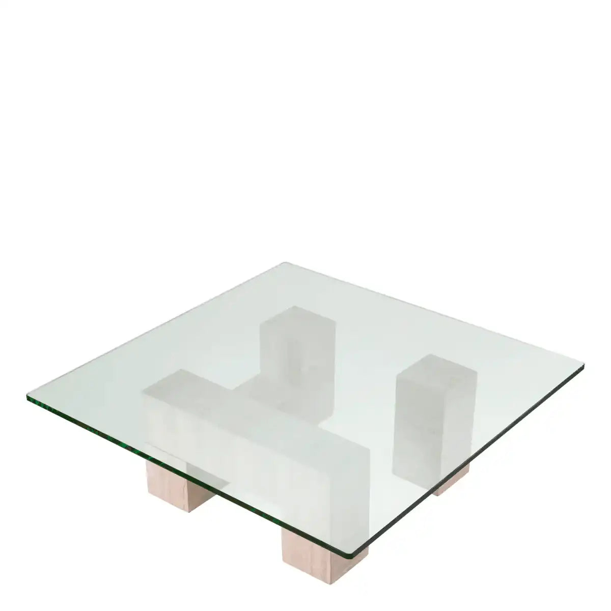 Luxus Ikal Couchtisch Travertin klare Glasplatte Handanfertigung - HomeDesign Knaus