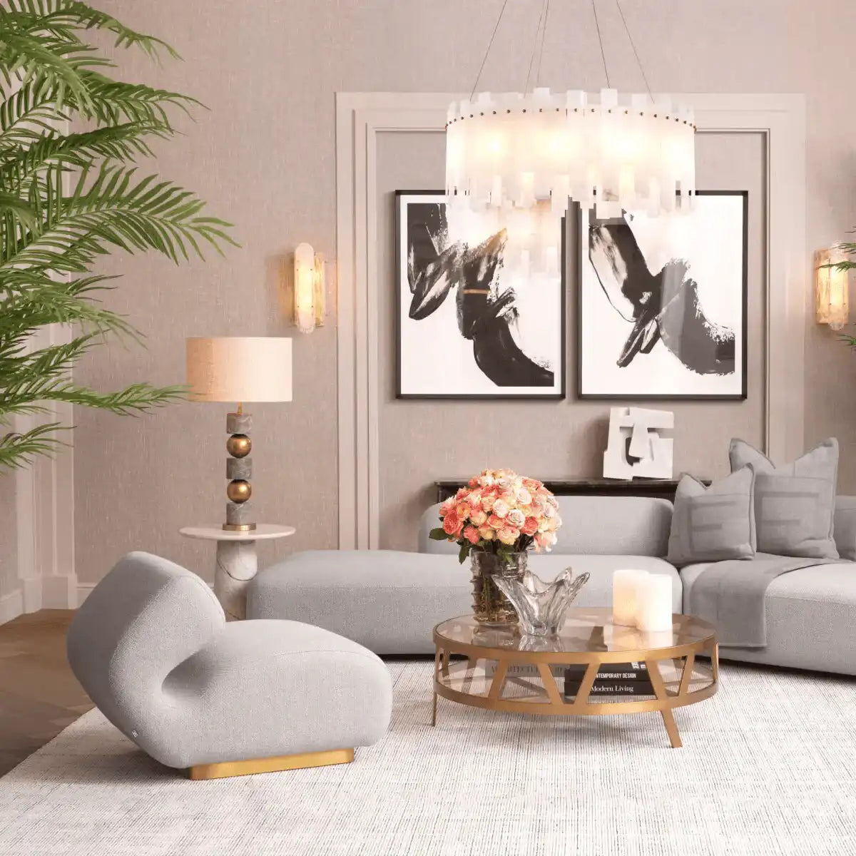 Luxus Sansome Loungesessel Relaxsessel gebürstetem Messingfinish - HomeDesign Knaus