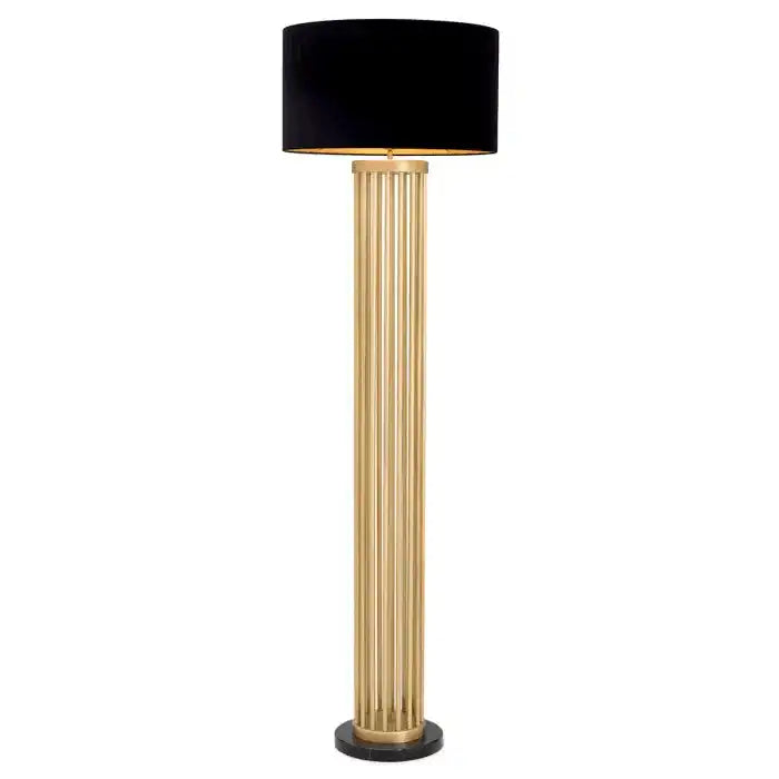 Luxus Stehleuchte Messing Finish schwarzer Marmorsockel Handarbeit - HomeDesign Knaus