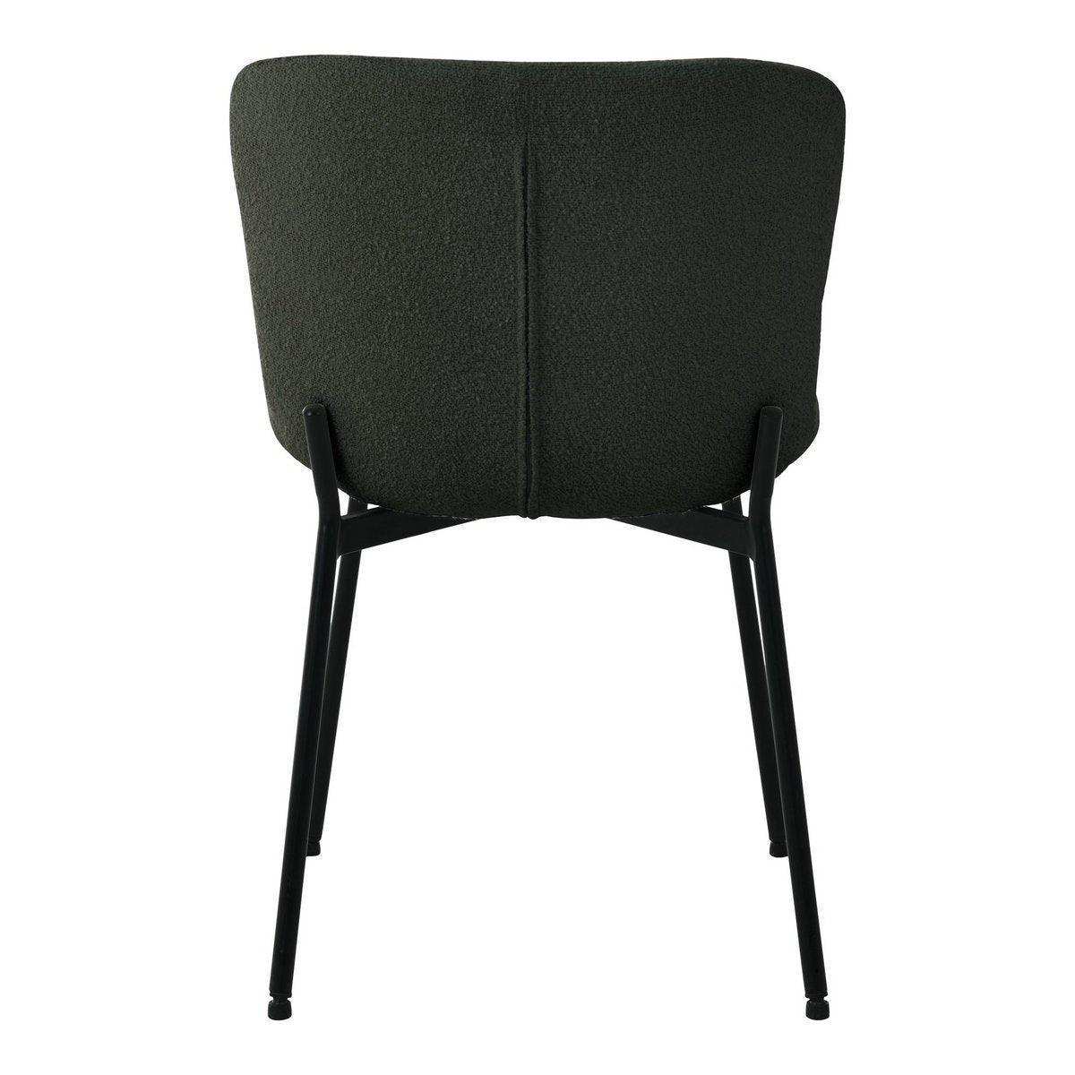 Maceda Dining Chair – Esszimmerstuhl aus Bouclé, dunkelgrün mit schwarzen Beinen - HomeDesign Knaus