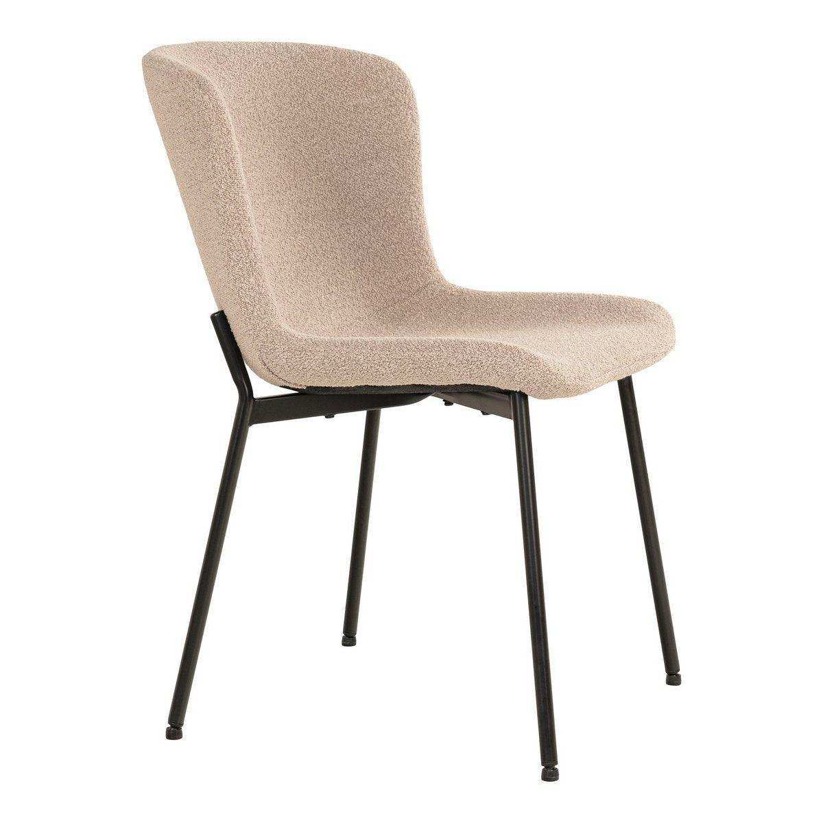 Maceda Esszimmerstuhl – Esszimmerstuhl aus Bouclé, beige mit schwarzen Beinen - HomeDesign Knaus