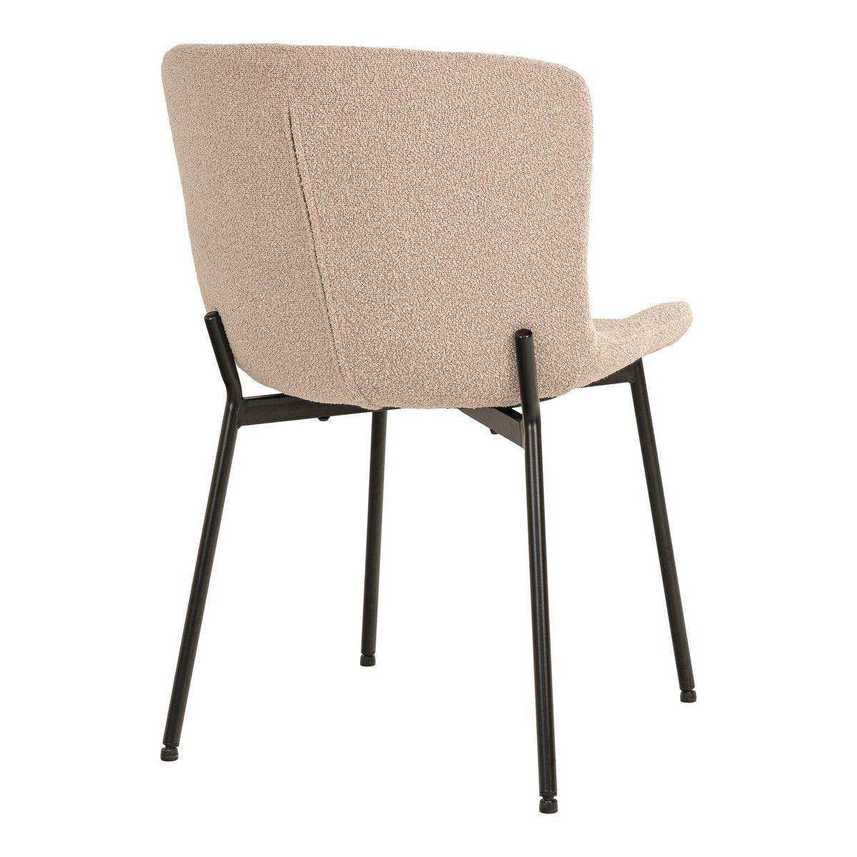 Maceda Esszimmerstuhl – Esszimmerstuhl aus Bouclé, beige mit schwarzen Beinen - HomeDesign Knaus