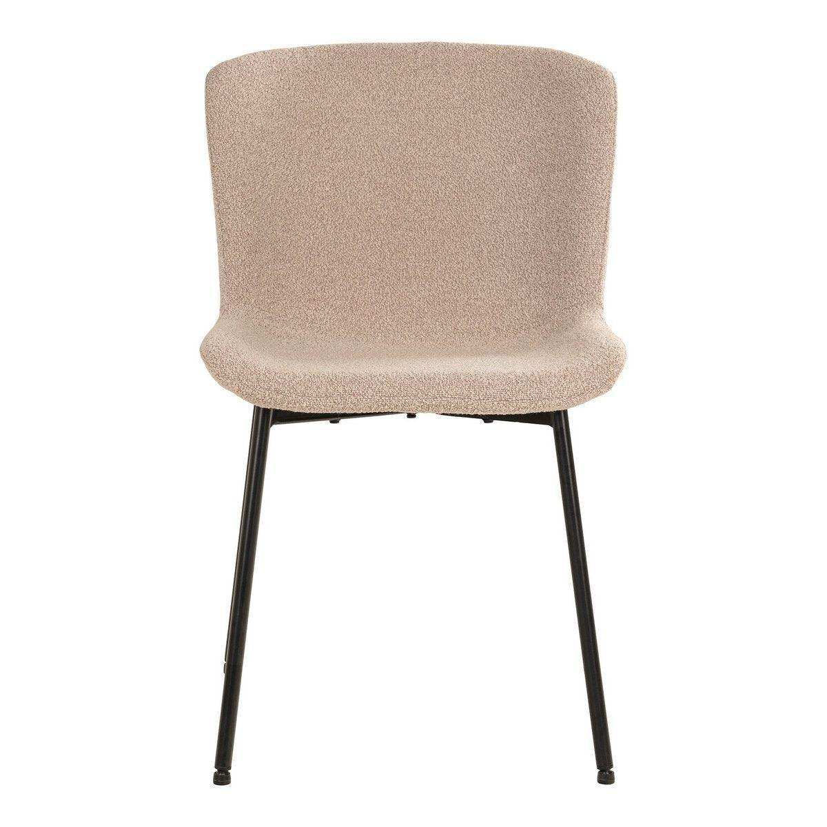 Maceda Esszimmerstuhl – Esszimmerstuhl aus Bouclé, beige mit schwarzen Beinen - HomeDesign Knaus