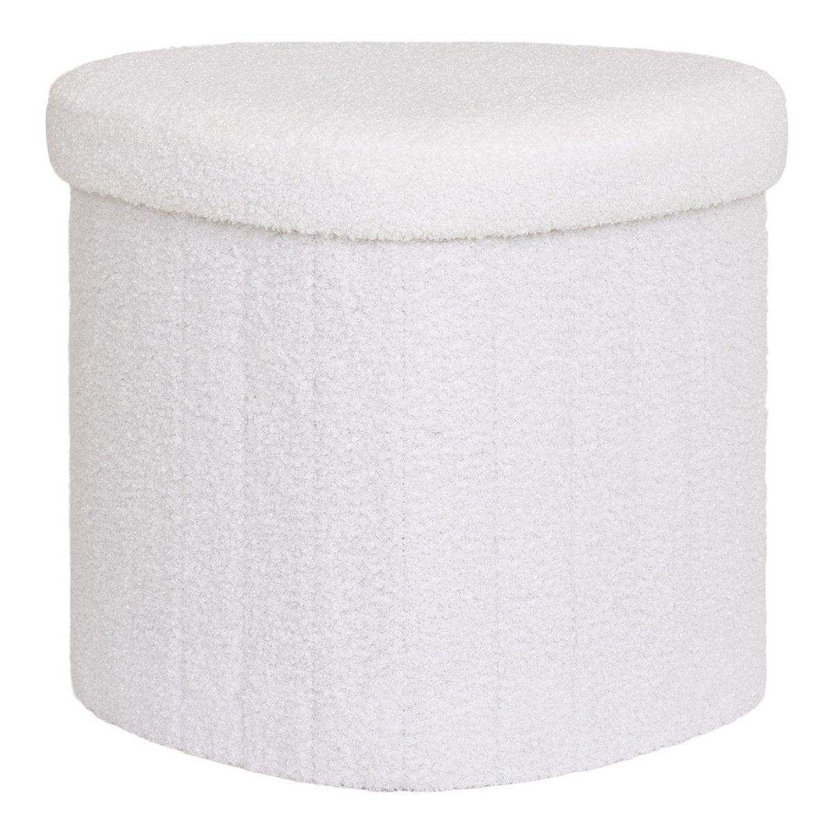 Medford Pouf – Weiß, Polyester/Schaum/Sperrholz, 36,5 x 42,5 x 37,5 cm - HomeDesign Knaus