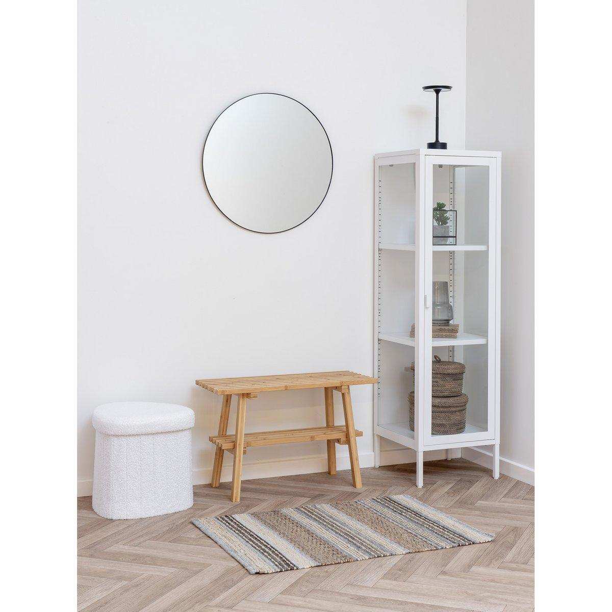 Medford Pouf – Weiß, Polyester/Schaum/Sperrholz, 36,5 x 42,5 x 37,5 cm - HomeDesign Knaus