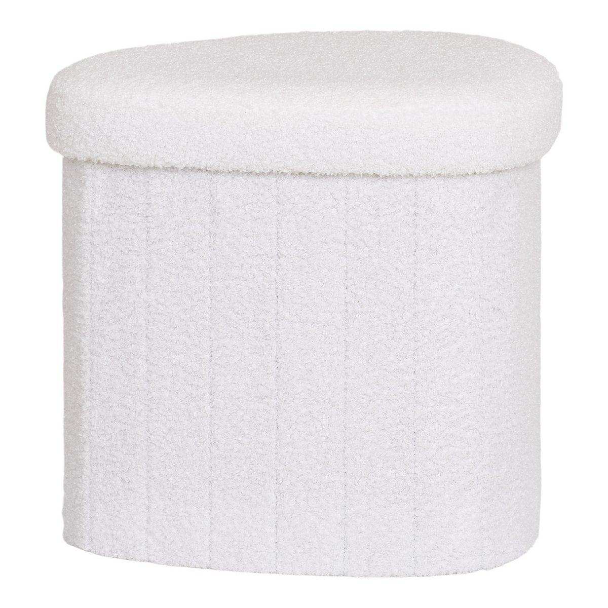 Medford Pouf – Weiß, Polyester/Schaum/Sperrholz, 36,5 x 42,5 x 37,5 cm - HomeDesign Knaus