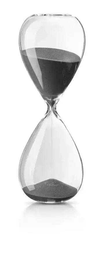 Meeting Sanduhr Timer 60 Minuten Borosilikatglas schwarz eingefärbter Sand - HomeDesign Knaus