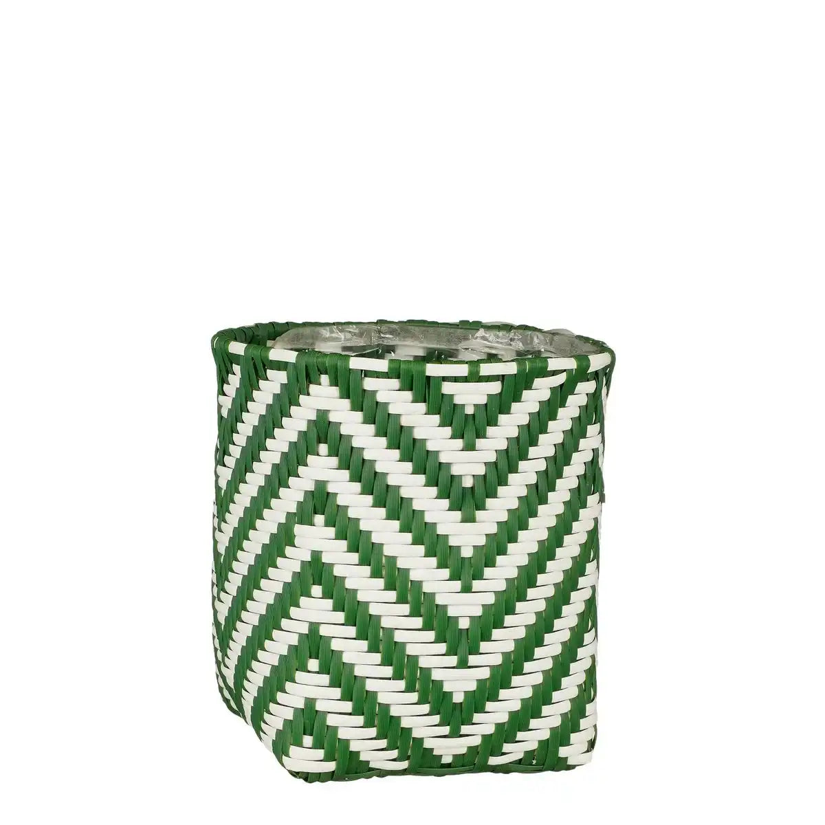 Merlijn Outdoor-Pflanzkorb – 3er-Set – H26 x Ø24 cm – recycelter Kunststoff – Dunkelgrün, Weiß - HomeDesign Knaus
