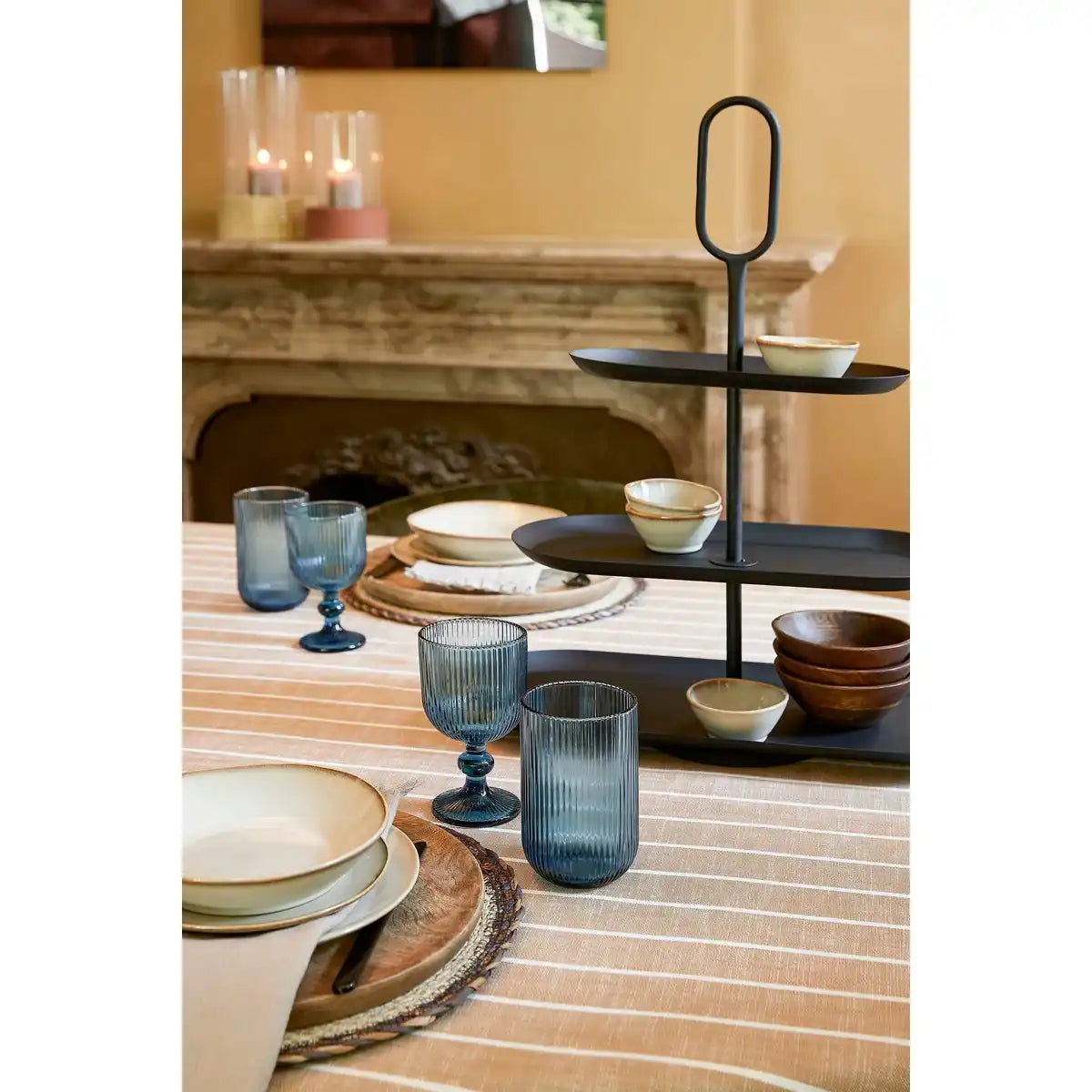 Merlot -Trinkglas - Set von 6 - 400 ml - Glas - Blau - HomeDesign Knaus