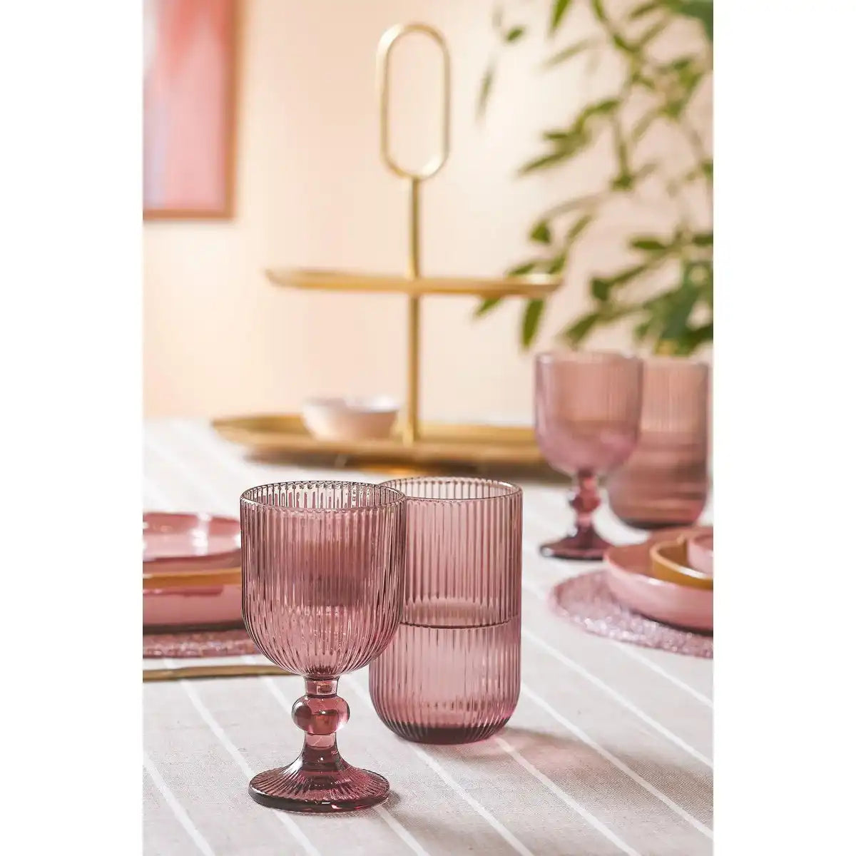 Merlot -Trinkglas - Set von 6 - 400 ml - Glas - lila - HomeDesign Knaus