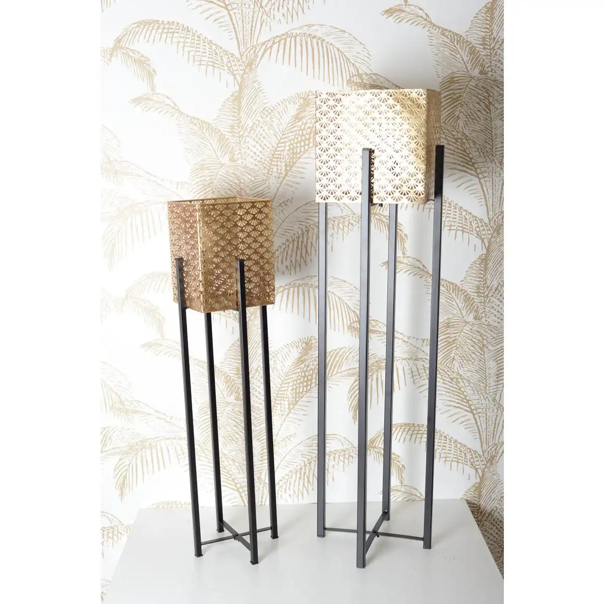 Metallpflanzenträger mit goldenem Eisen -Topf H.80 cm - HomeDesign Knaus
