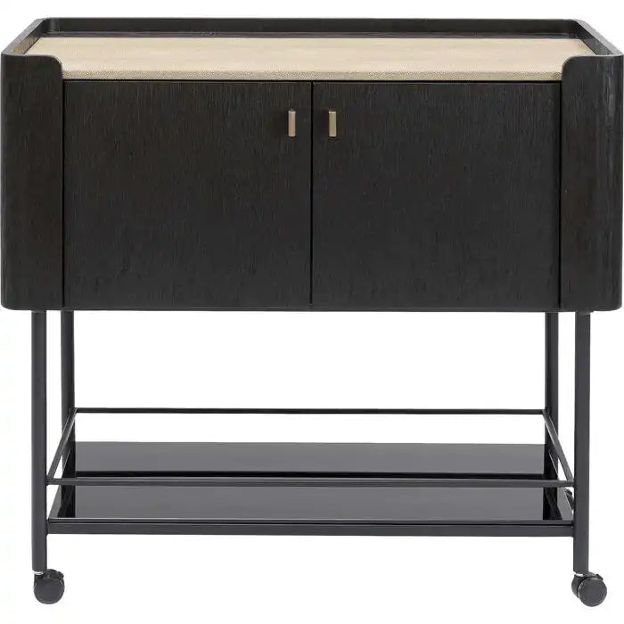 Milano Servierwagen Barwagen Eichen Furnier Sicherheitsglas Rollbar - HomeDesign Knaus
