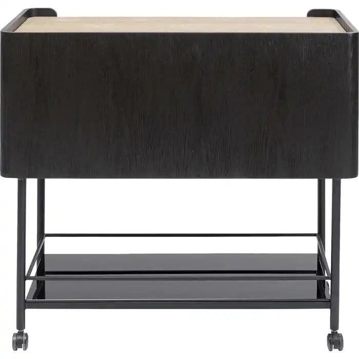 Milano Servierwagen Barwagen Eichen Furnier Sicherheitsglas Rollbar - HomeDesign Knaus
