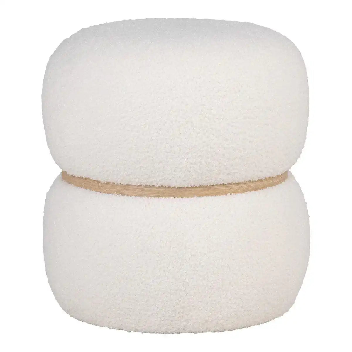 Milford Pouf - Pouf in Curly, Weiß, Ø38x41 cm - HomeDesign Knaus