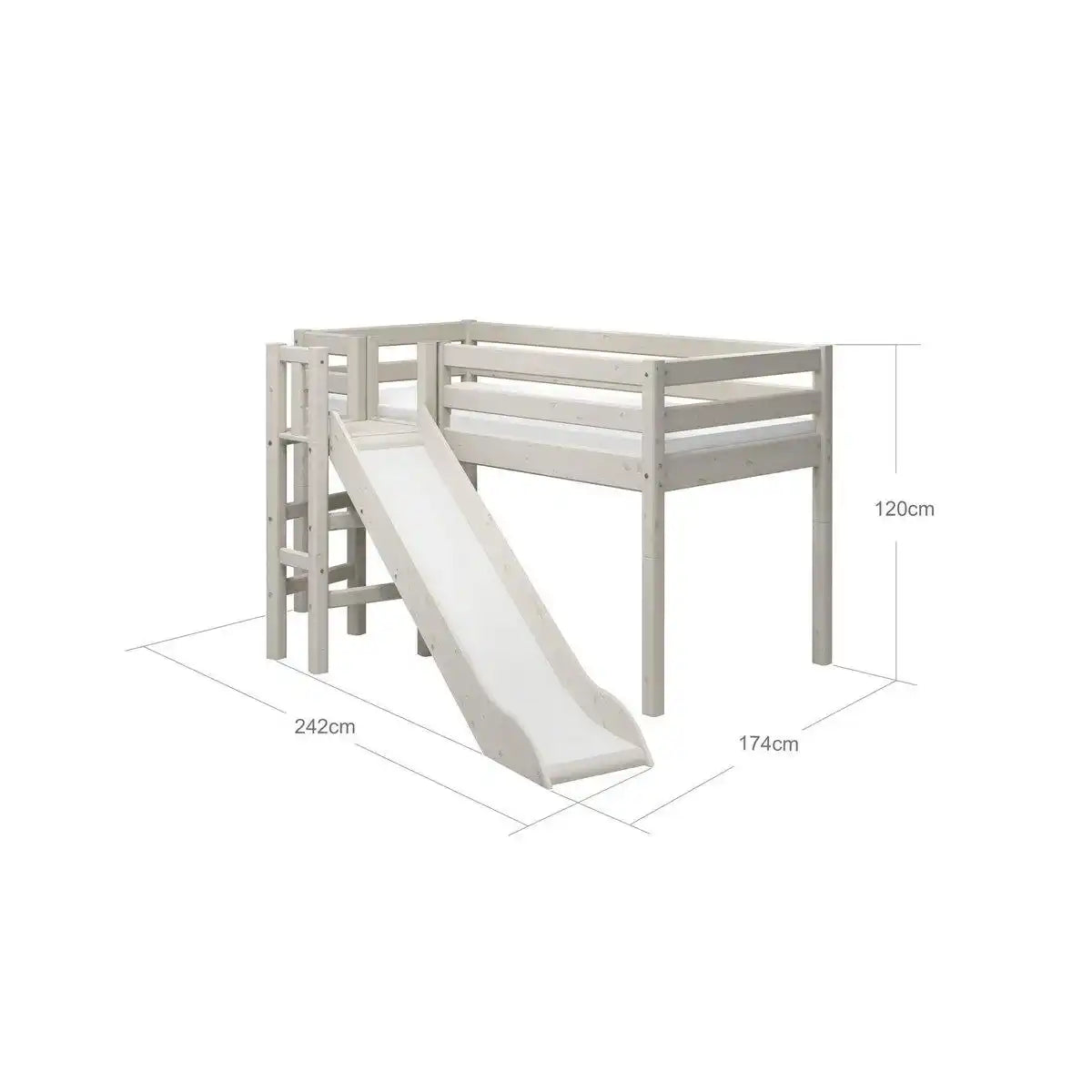 Mittelhohes Bett m. Plattform und Rutsche - HomeDesign Knaus