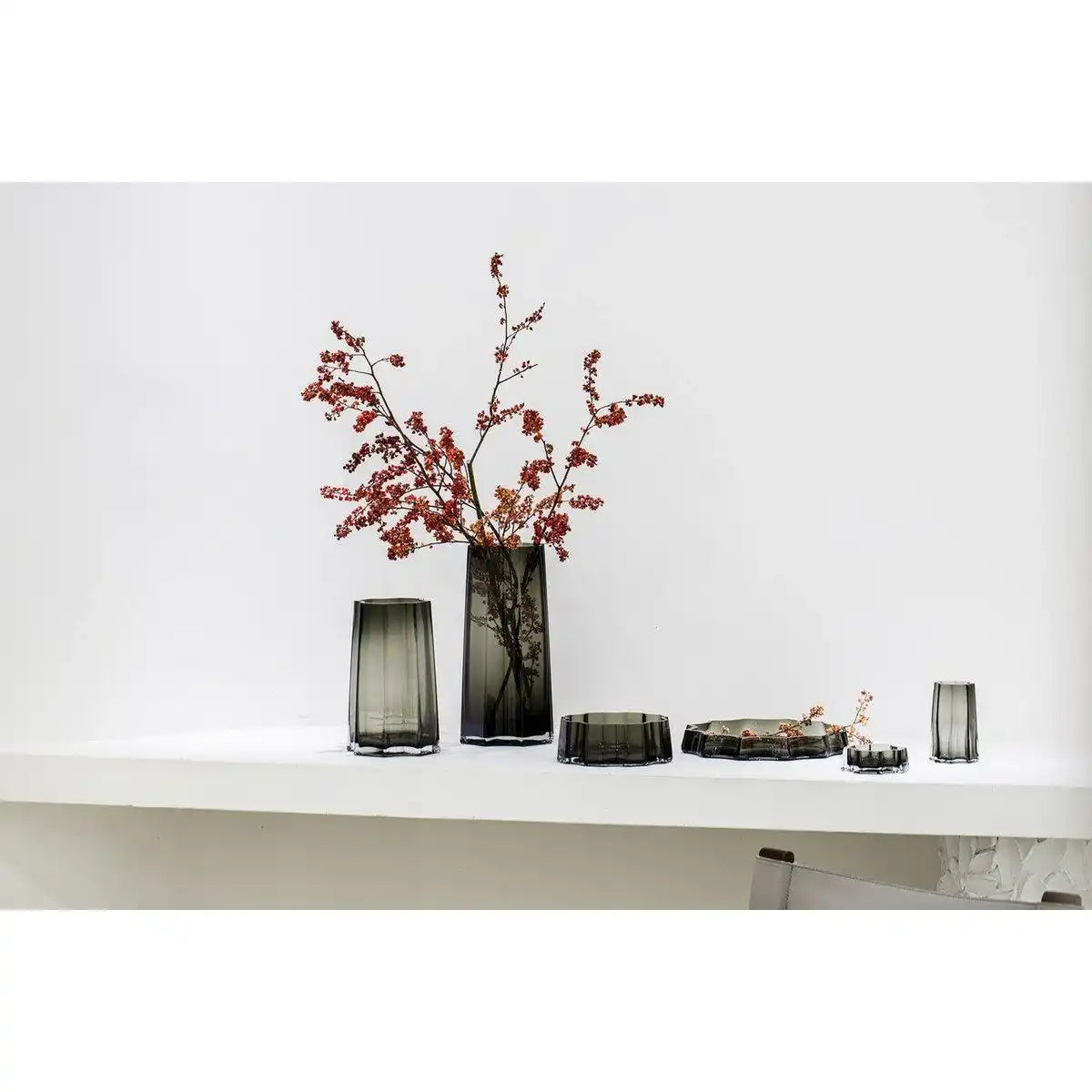 Modern-Classic Luxuriöse große Schale oder Gefäß, stilvolles Design, LENOX 05 Grey - HomeDesign Knaus