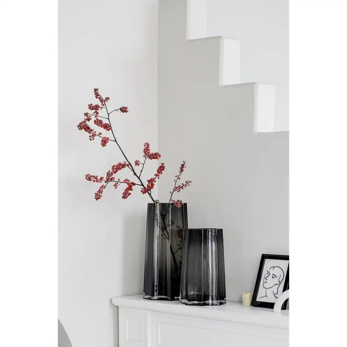 Modern-klassische, luxuriöse hohe Vase, stilvolles belgisches Design, LENOX 40 Grau - HomeDesign Knaus
