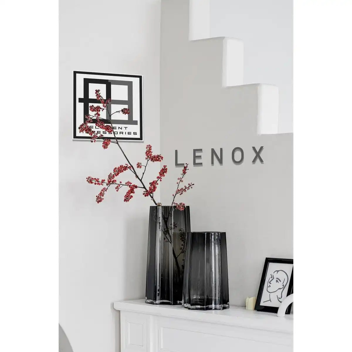 Modern-klassische, luxuriöse hohe Vase, stilvolles belgisches Design, LENOX 40 Grau - HomeDesign Knaus
