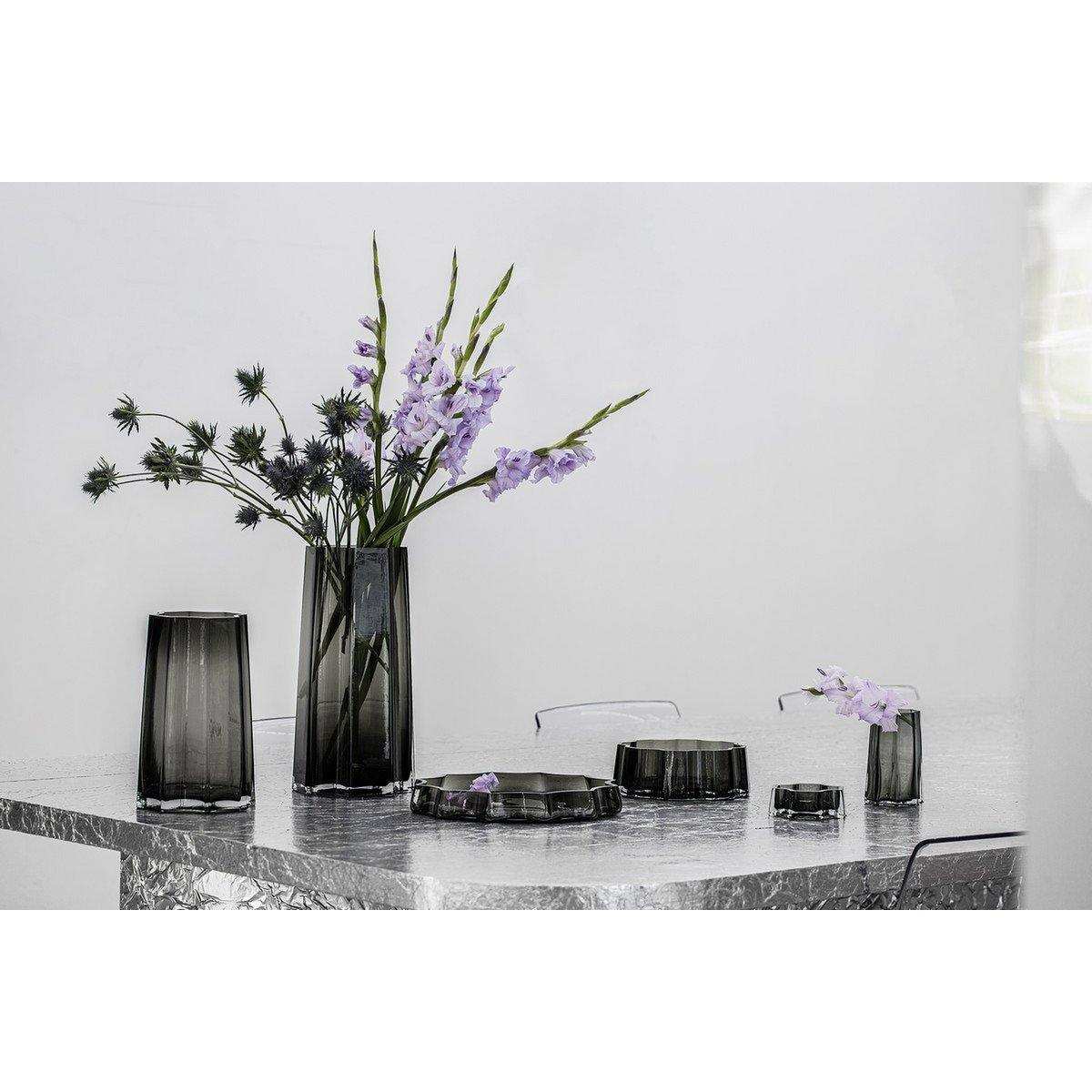 Modern-klassische, luxuriöse hohe Vase, stilvolles belgisches Design, LENOX 40 Grau - HomeDesign Knaus