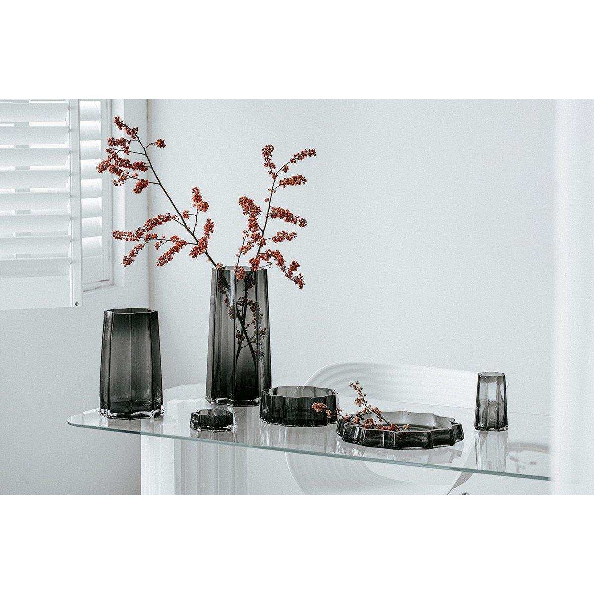 Modern-klassische, luxuriöse hohe Vase, stilvolles belgisches Design, LENOX 40 Grau - HomeDesign Knaus