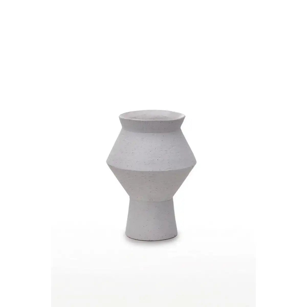 Moderne Keramikvase mit rauer weißer Oberfläche, eckige runde Form, CUZCO 20 weiß - HomeDesign Knaus
