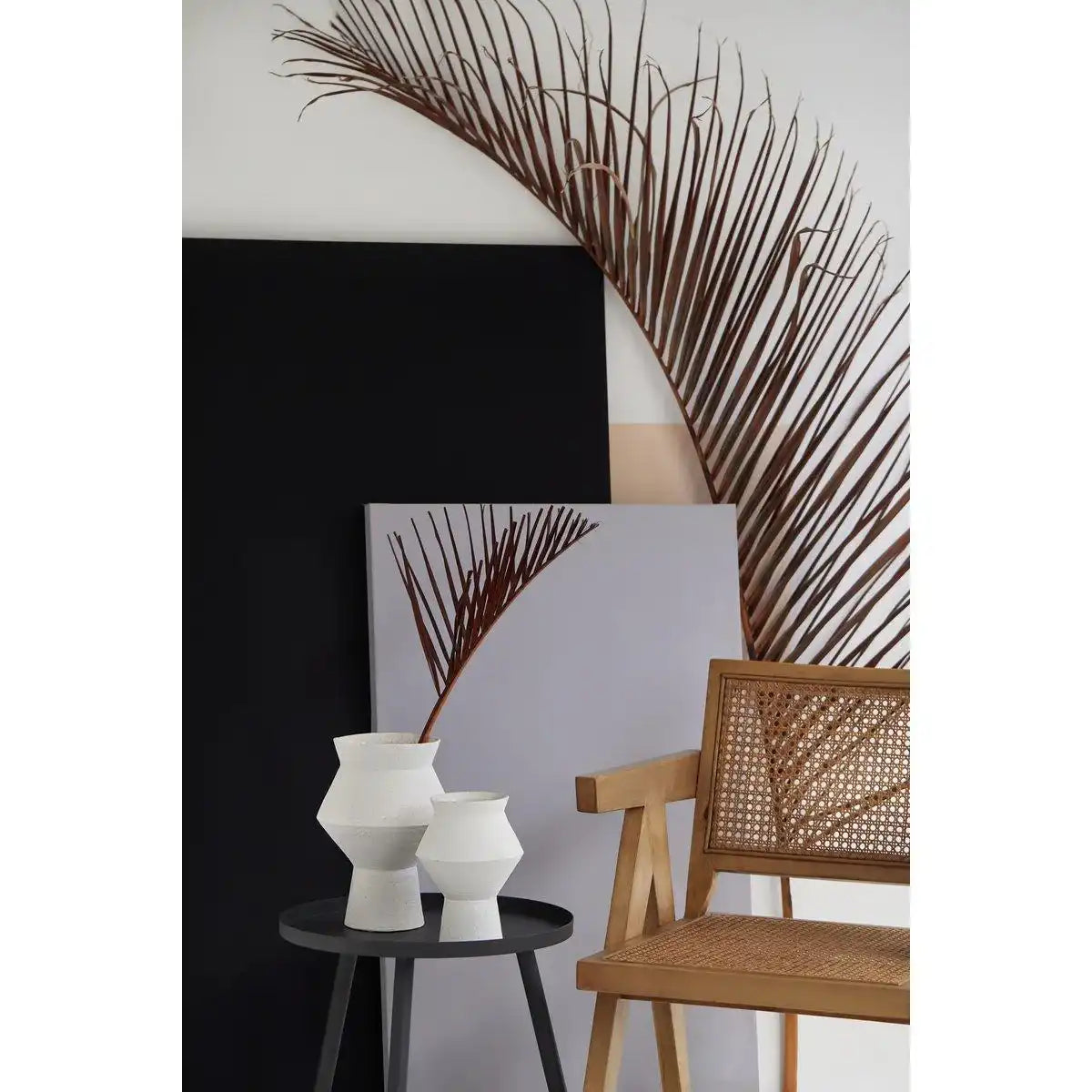 Moderne Keramikvase mit rauer weißer Oberfläche, eckige runde Form, CUZCO 20 weiß - HomeDesign Knaus