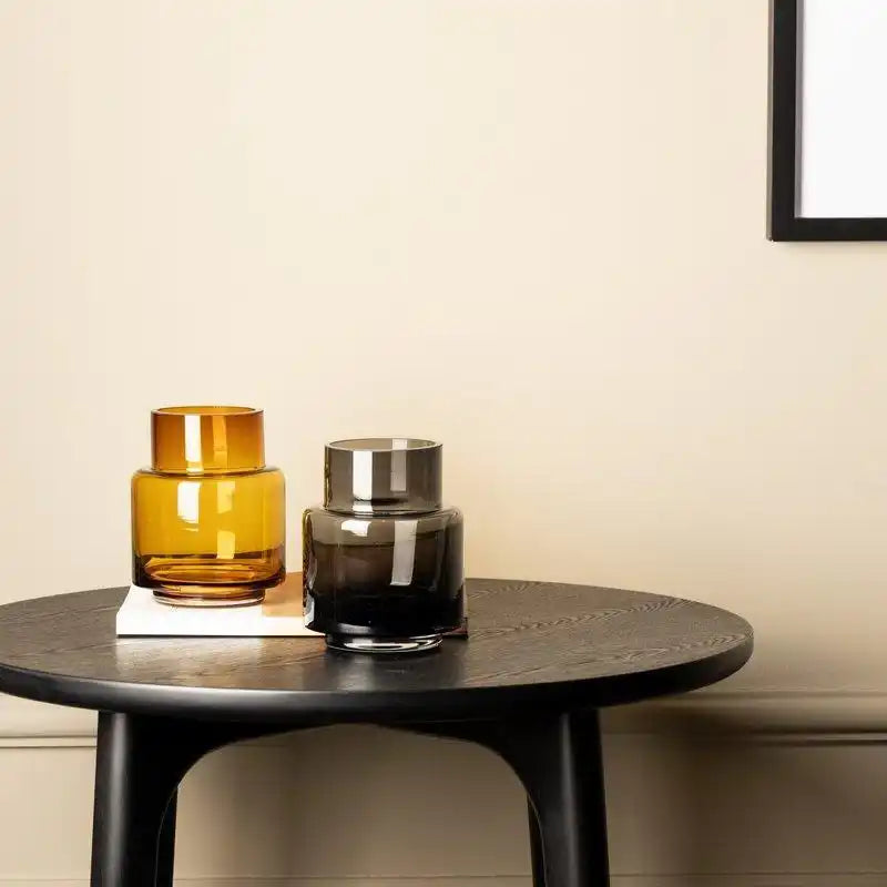 Moderne kleine Vase im Retro-Design, tiefgraue Farbe, TYLER07GR - HomeDesign Knaus