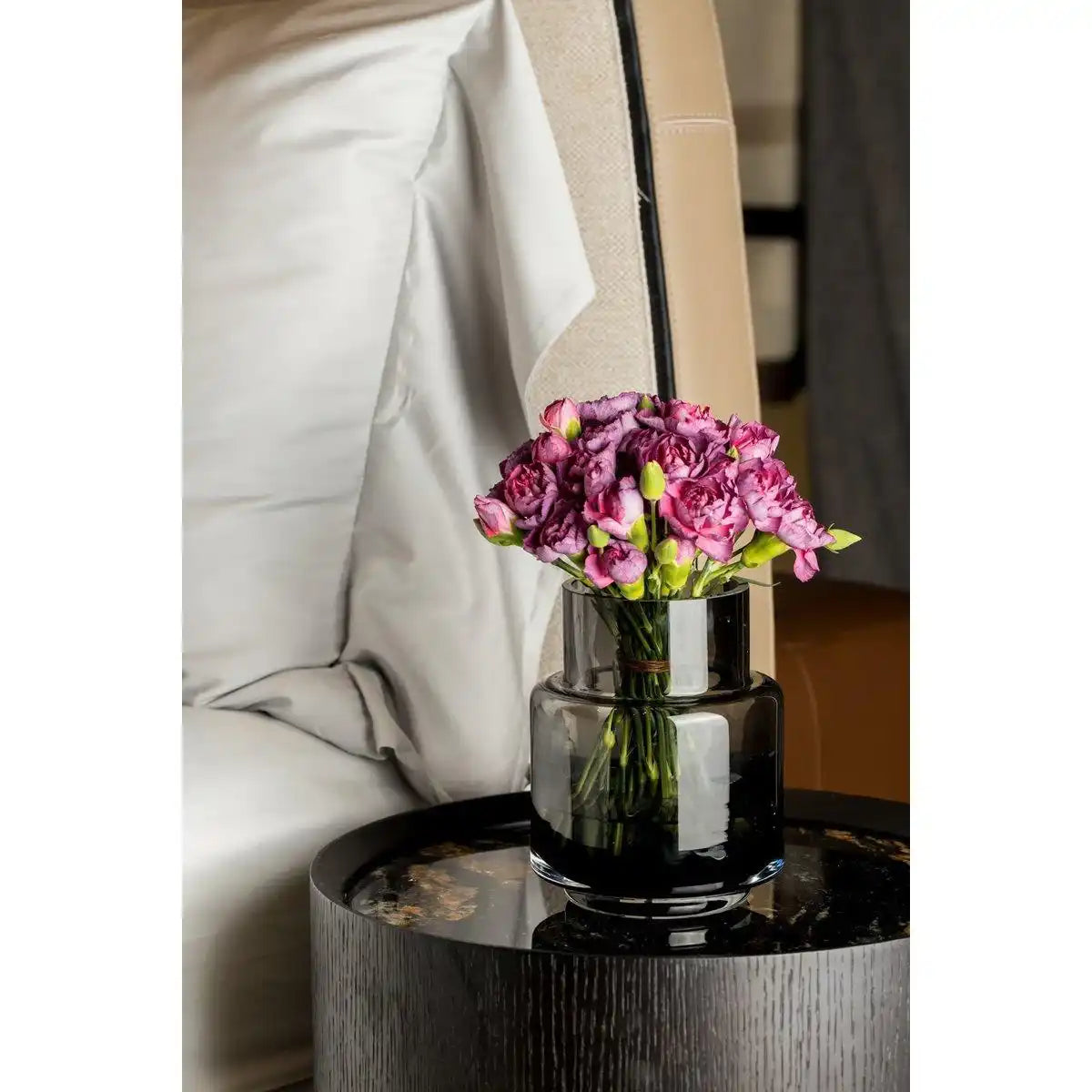 Moderne kleine Vase im Retro-Design, tiefgraue Farbe, TYLER07GR - HomeDesign Knaus