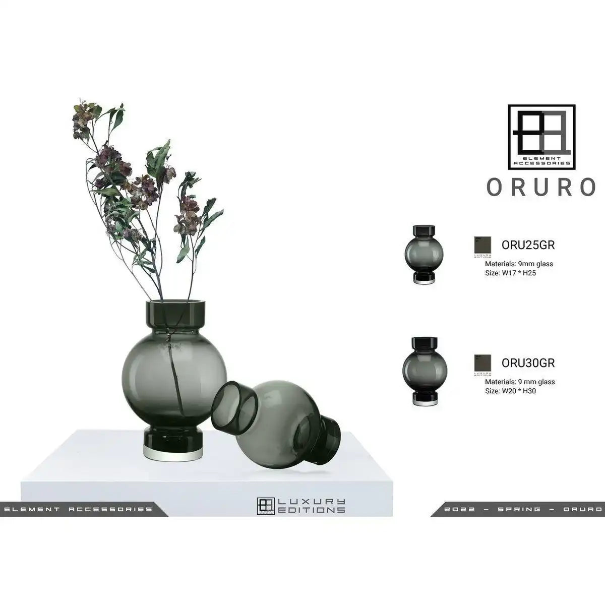 moderne kugelförmige Luxusvase ORURO – 9 mm dickes Glas - HomeDesign Knaus