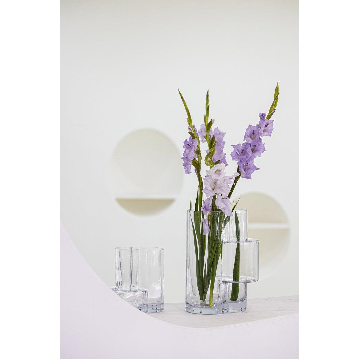 Moderne Vase im konstruktivistischen Stil, Top-Design, FUSIO 25 Klarglas - HomeDesign Knaus