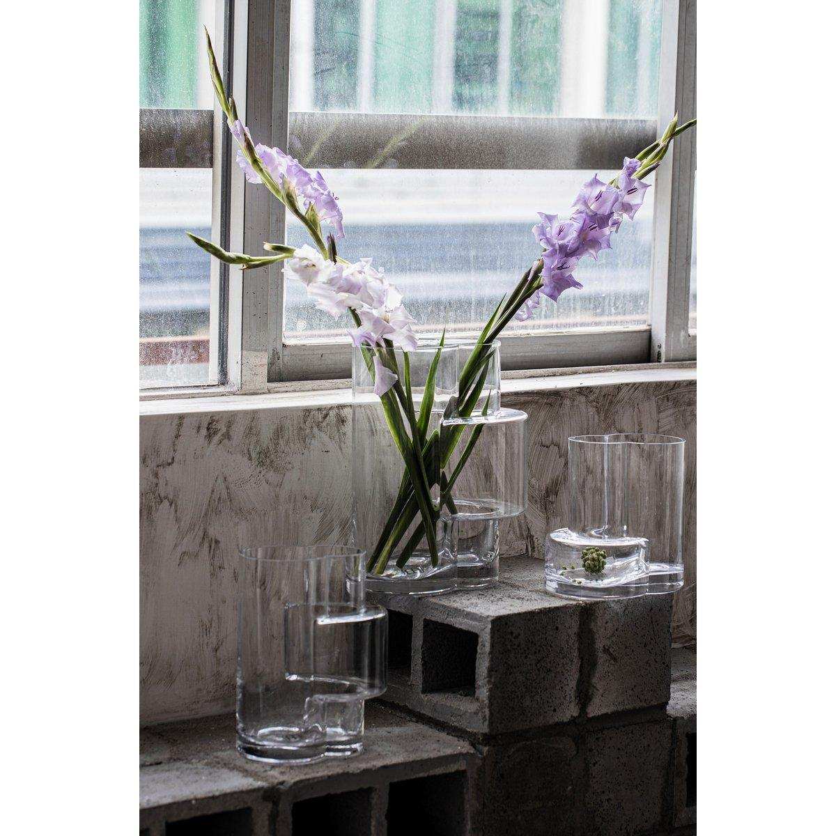 Moderne Vase im konstruktivistischen Stil, Top-Design, FUSIO 25 Klarglas - HomeDesign Knaus