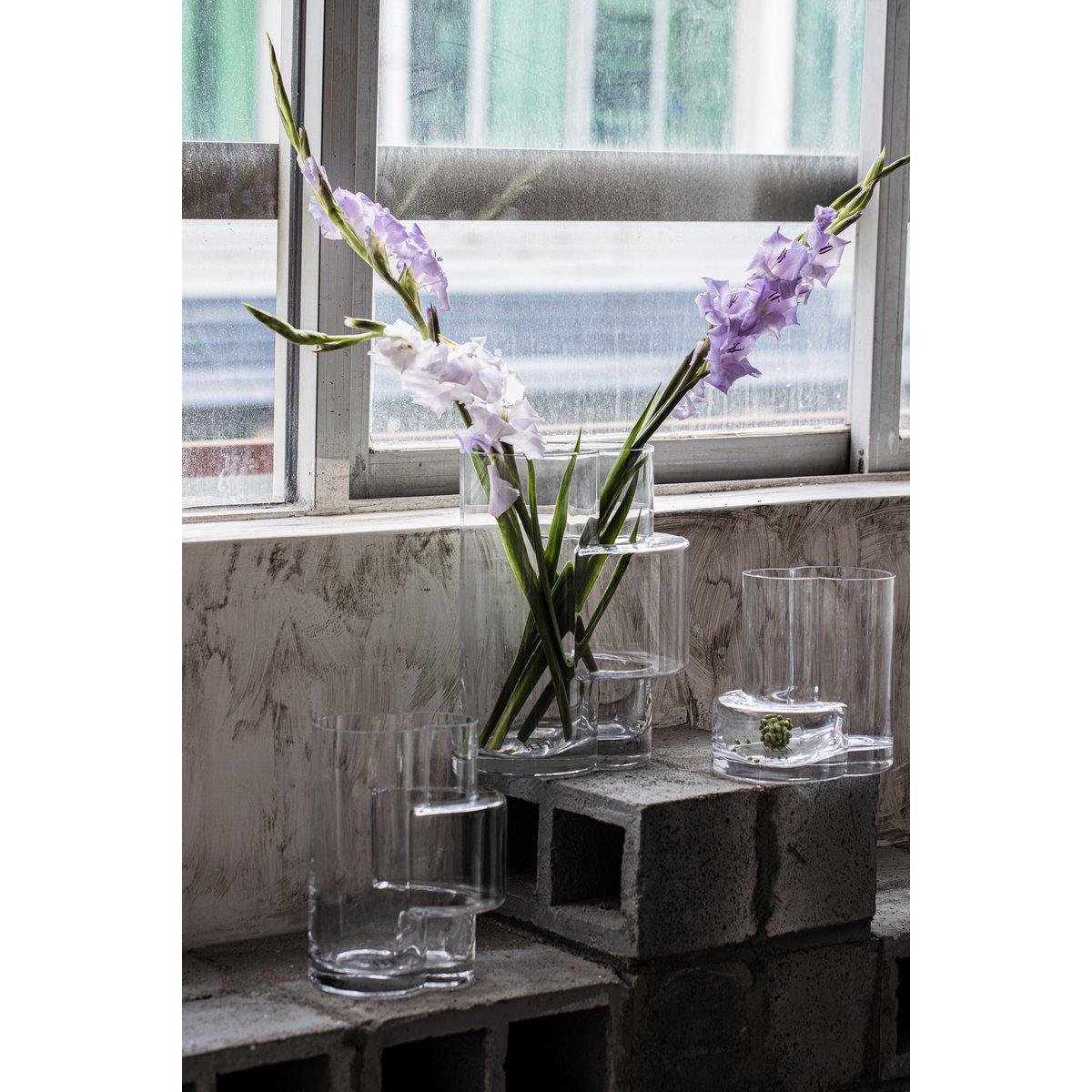 Moderne Vase im konstruktivistischen Stil, Top-Design, FUSIO 25 Klarglas - HomeDesign Knaus