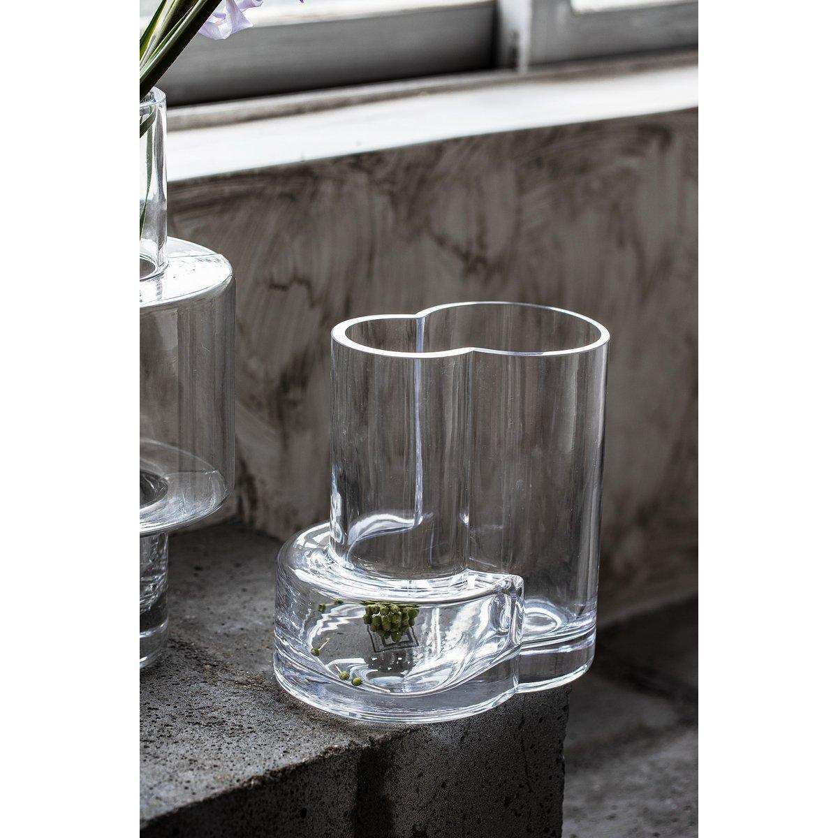 Moderne Vase im konstruktivistischen Stil, Top-Design, FUSIO 25 Klarglas - HomeDesign Knaus