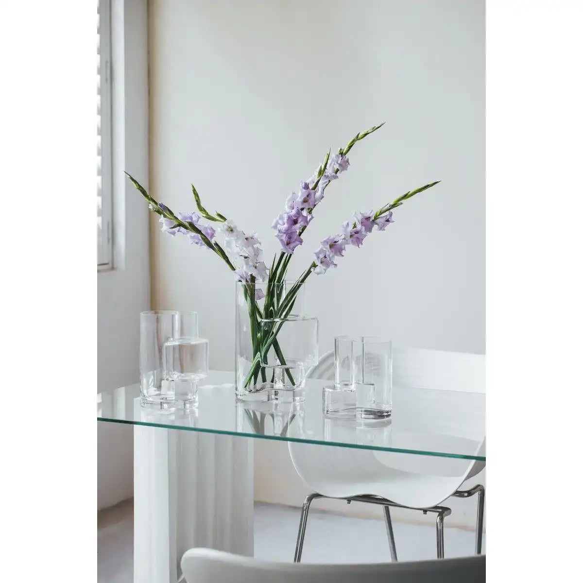 Moderne Vase im konstruktivistischen Stil, Top-Design, FUSIO 25 Klarglas - HomeDesign Knaus