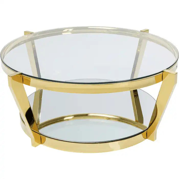 Monocolo Couchtisch titanbeschichtet Glastisch Sicherheitsglas Gold 90 cm - HomeDesign Knaus