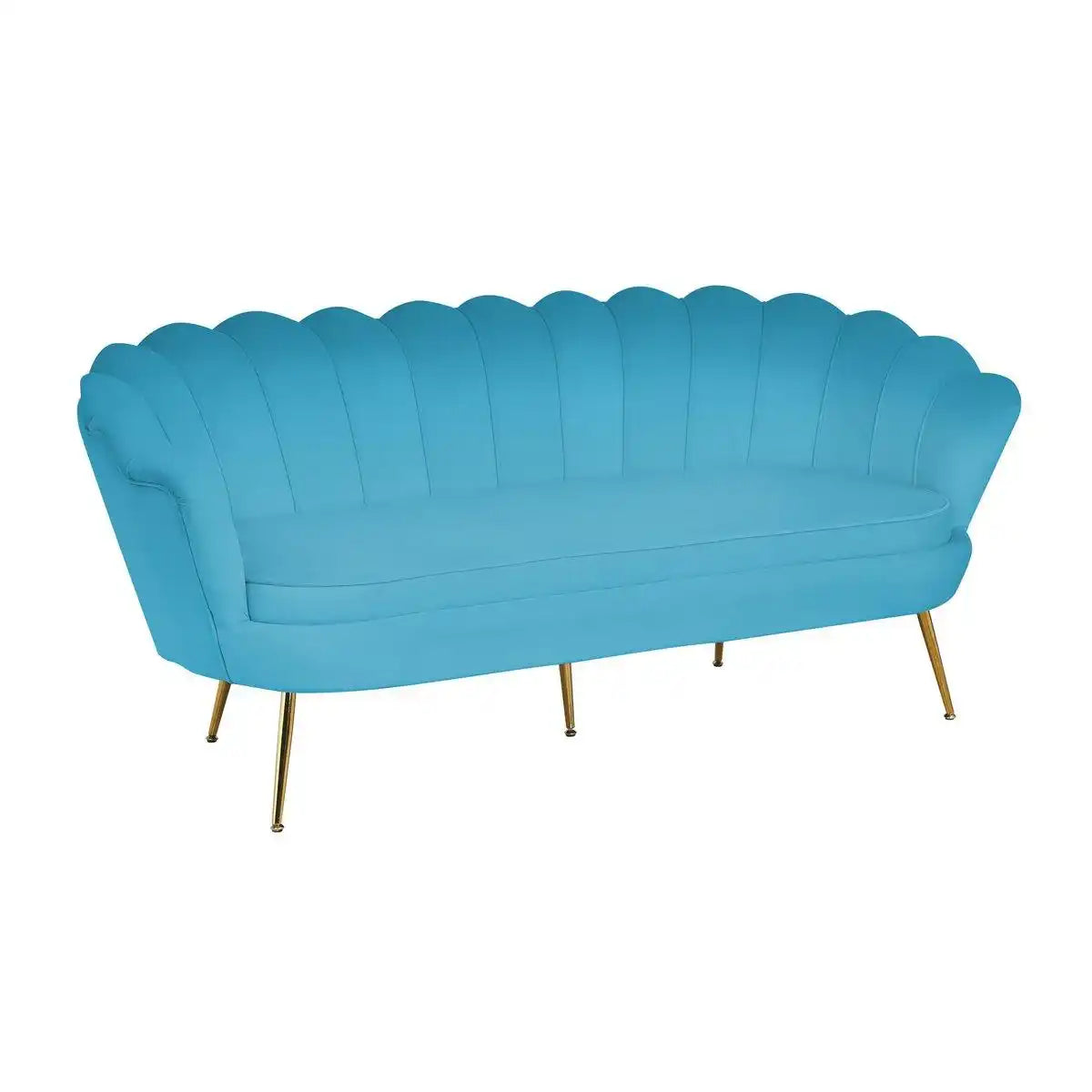 Muschelsofa 3-Sitzer aus Samt Blau - HomeDesign Knaus