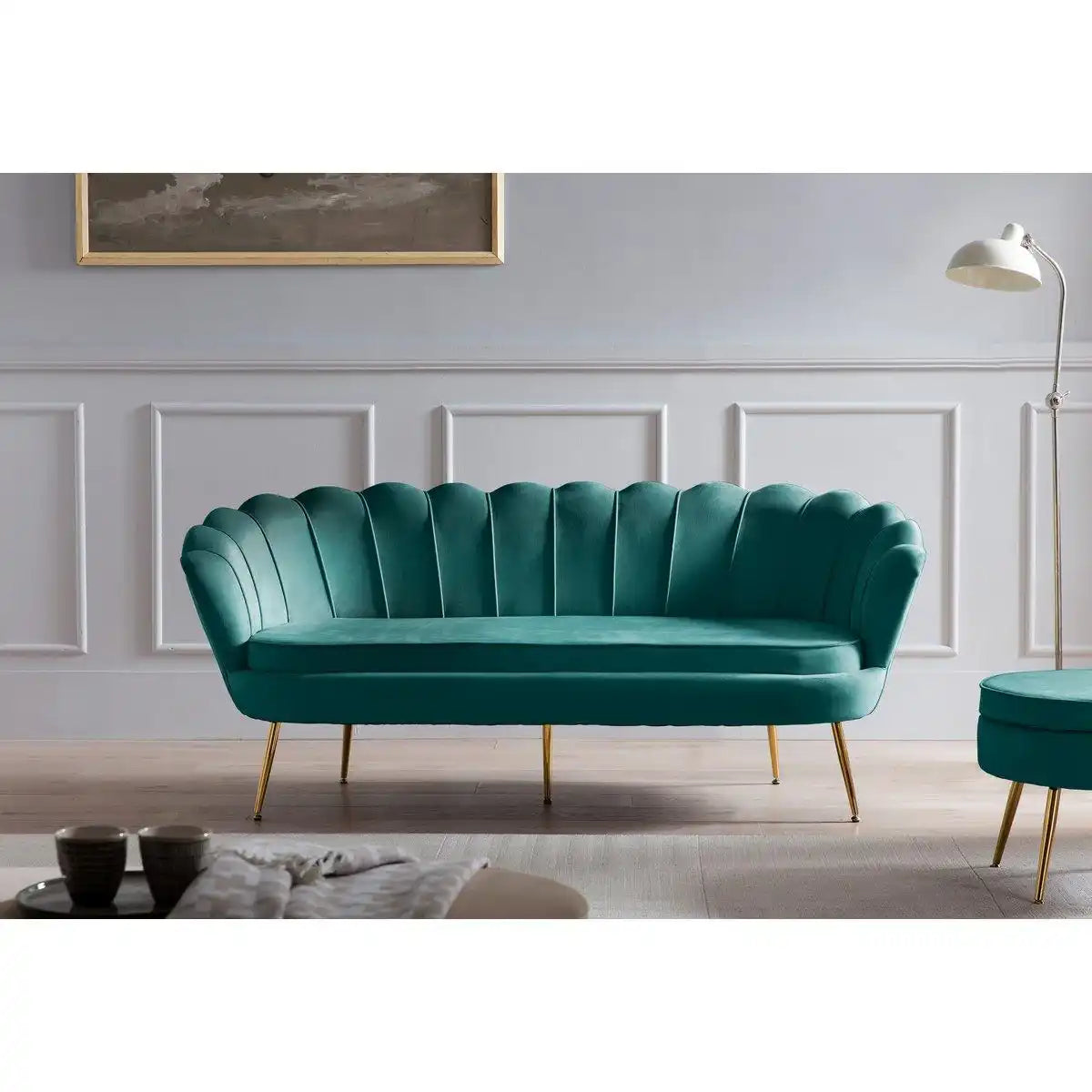 Muschelsofa 3-Sitzer aus Samt Grün - HomeDesign Knaus