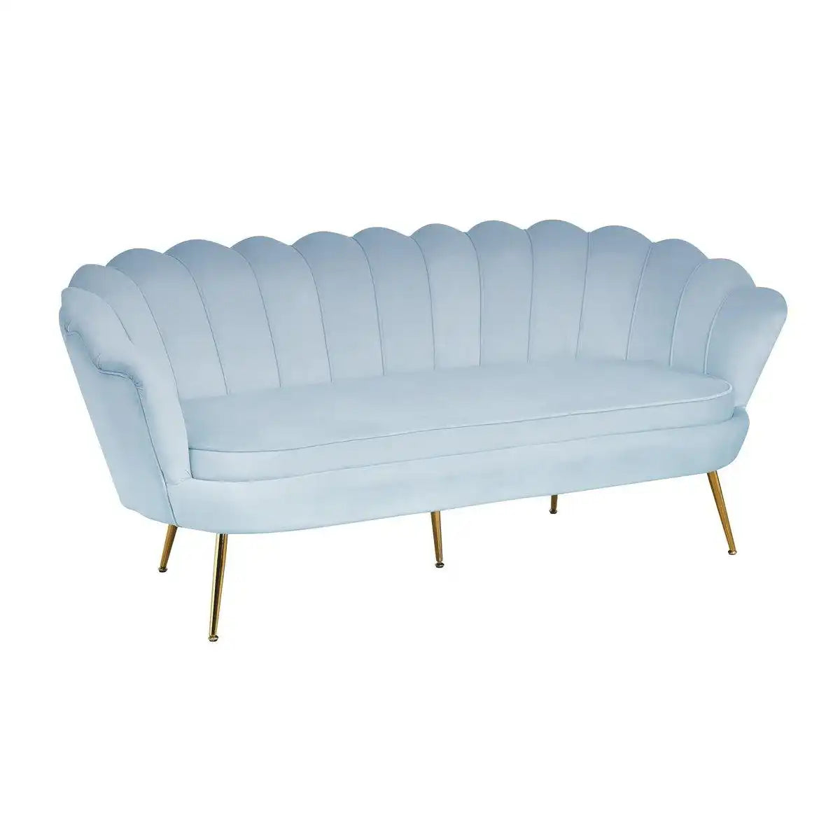 Muschelsofa 3-Sitzer aus Samt Hellgrau - HomeDesign Knaus