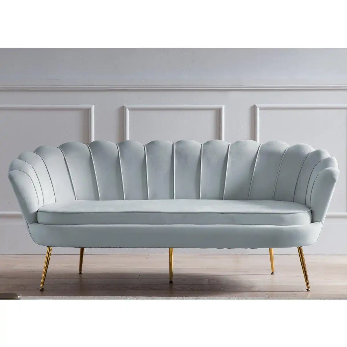 Muschelsofa 3-Sitzer aus Samt Hellgrau - HomeDesign Knaus