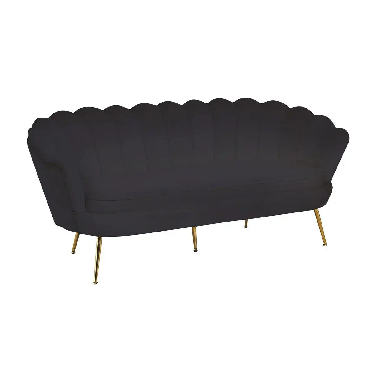 Muschelsofa 3-Sitzer aus Samt Schwarz - HomeDesign Knaus