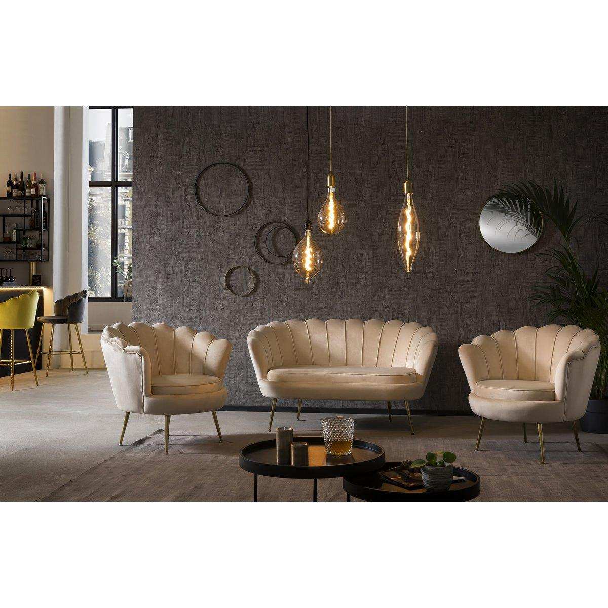 Muschelsofa aus Samt Beige - HomeDesign Knaus
