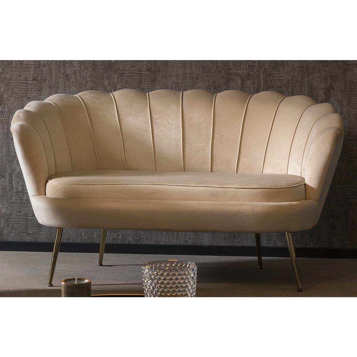 Muschelsofa aus Samt Beige - HomeDesign Knaus