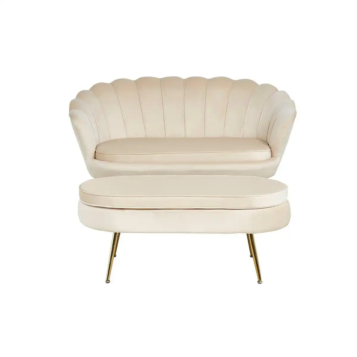 Muschelsofa aus Samt Beige - HomeDesign Knaus