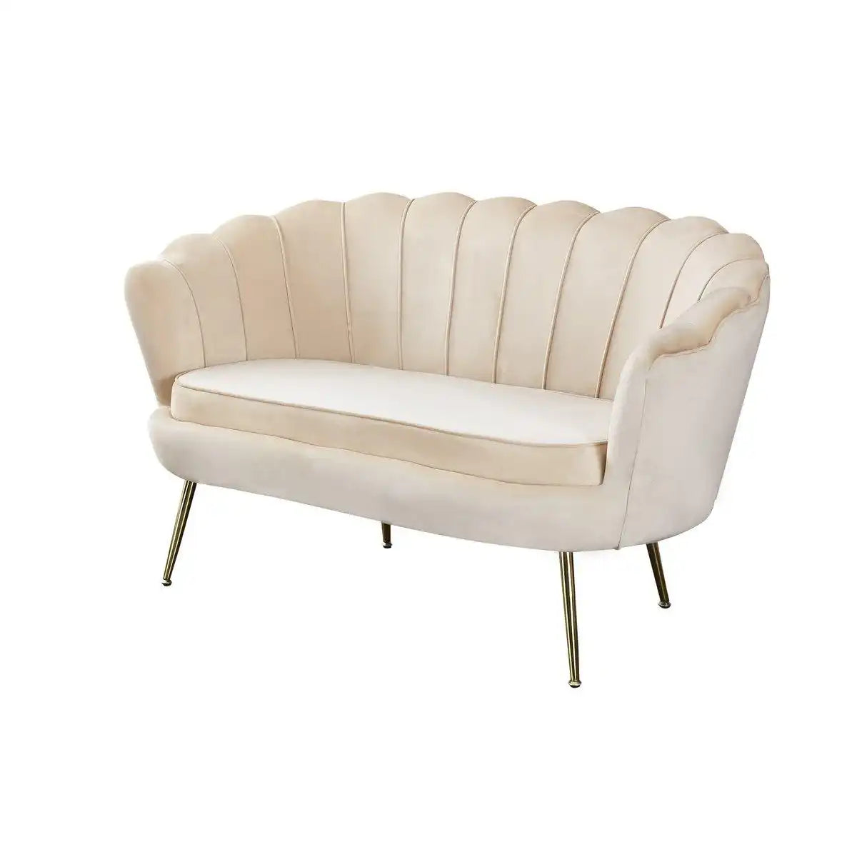 Muschelsofa aus Samt Beige - HomeDesign Knaus