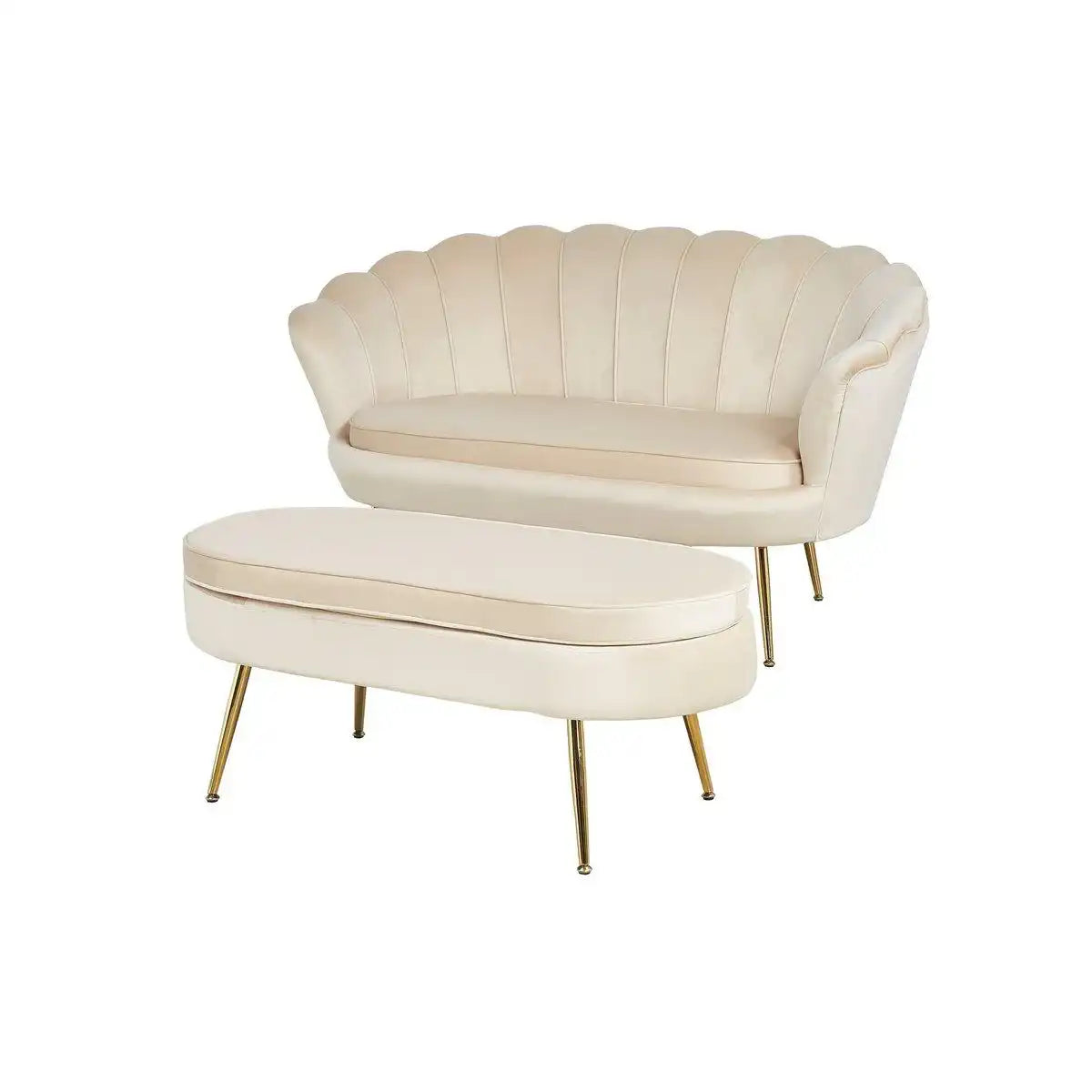 Muschelsofa aus Samt Beige - HomeDesign Knaus