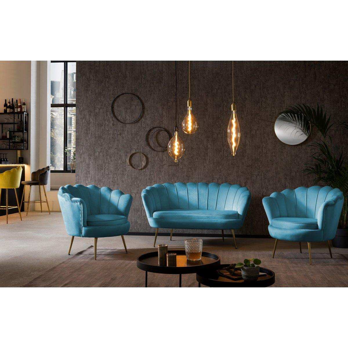 Muschelsofa aus Samt Blau - HomeDesign Knaus